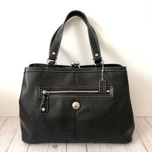 Coach Laura Black Leather Carryall Shoulder Bag